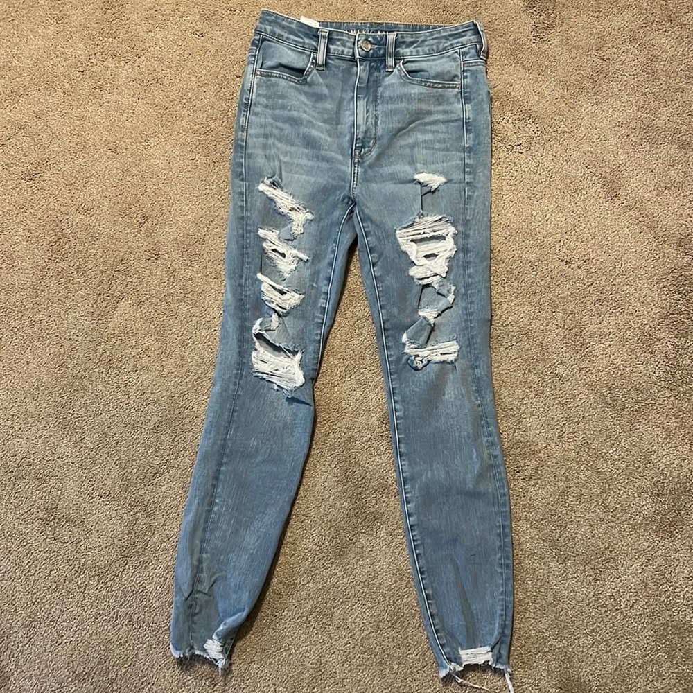 AE RIPPED HIGH RISE JEGGINGS